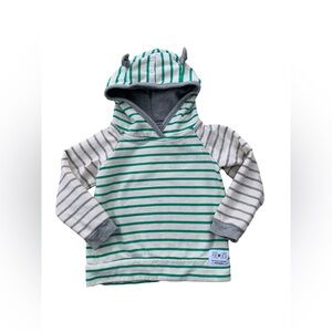 Purl Lamb Size 2T / 3T Bear Ears Cream Striped Hoodie Sweatshirt